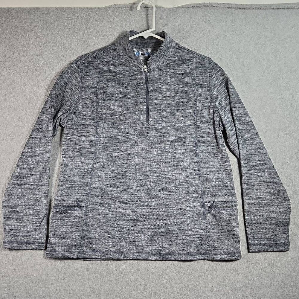 IBKUL Golf Sweater 1/4 Zip Pullover Womens Sz L Heather  Gray Long Sleeve UPF 50